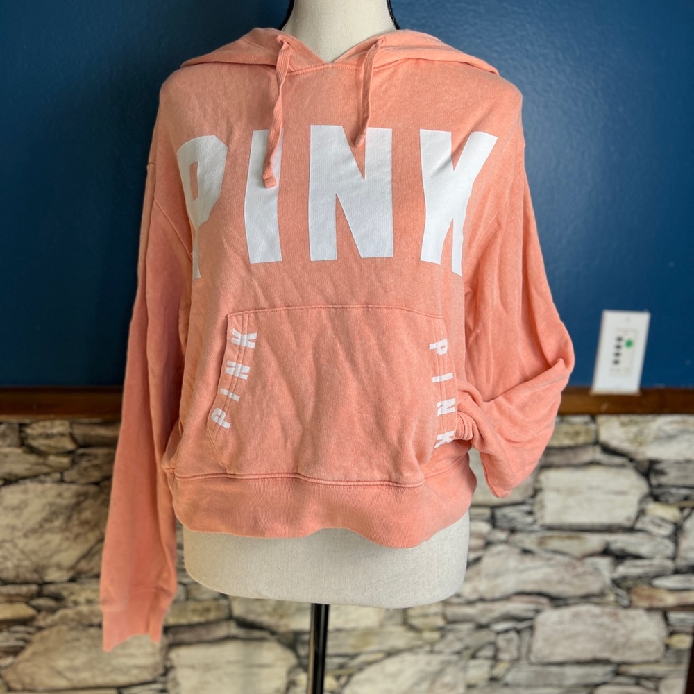 XS Peach Cropped Hoodie by PINK Victoria's Secret